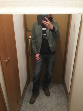 「UNIQLO（ユニクロ）のアイテム（パーカー、ブラック系）」を使った、tanさん（メンズ・177cm）の冬コーディネート