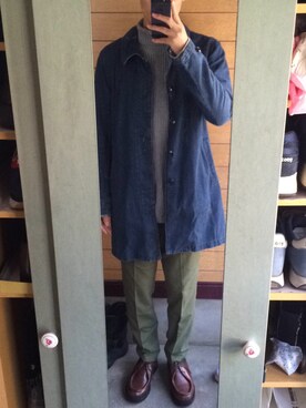 「アキコーデ」｜「アイテム（ステンカラーコート）」を使った、ちちゃりーとさん（メンズ・173cm）の秋コーディネート