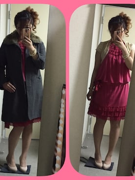 「パーティー」｜「アイテム（セットアップ）」を使った、うりぽんさん（レディース・162cm）の冬コーディネート