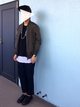 「INHERIT（インヘリット）のアイテム（ブルゾン）」を使った、SHUNさん（メンズ・163cm）の春コーディネート
