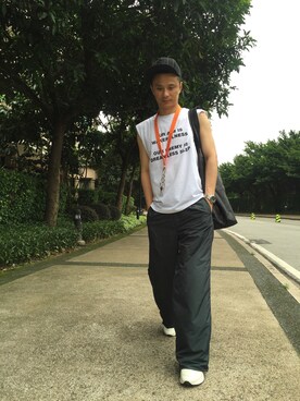 「JUUN.J（ジュンジェイ）のアイテム（帽子）」を使った、J Huangさん（メンズ・173cm）の夏コーディネート