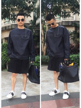 「XANDER ZHOUのアイテム」を使った、J Huangさん（メンズ・173cm）の秋コーディネート