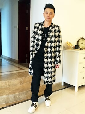 「SAINT LAURENT PARIS（サンローランパリ）のアイテム（ダッフルコート）」を使った、J Huangさん（メンズ・173cm）の冬コーディネート