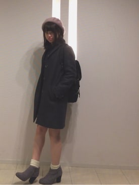 「179/WG（イチナナキュウダブルジー）のアイテム（チェスターコート）」を使った、ハイジさん（レディース・161cm）の秋コーディネート
