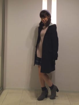 「ロングニット」｜「アイテム（帽子）」を使った、ハイジさん（レディース・161cm）の秋コーディネート