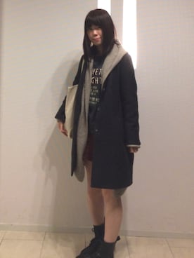 「179/WG（イチナナキュウダブルジー）のアイテム（チェスターコート）」を使った、ハイジさん（レディース・161cm）の秋コーディネート