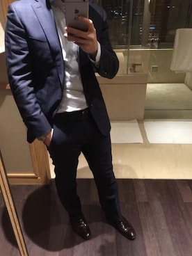 「PRADA（プラダ）のアイテム（ドレスシューズ、ブラック系）」を使った、Tselovefashionさん（メンズ・178cm）の夏コーディネート