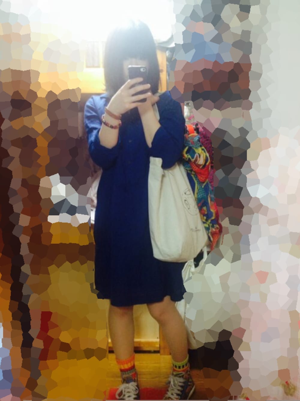 「UNIQLOのアイテム（シャツワンピース、ブルー系）」を使った、きのこさん（レディース・157cm）の秋コーディネートの1枚目の写真