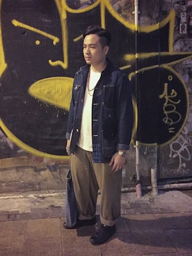 「COMMON PROJECTS（コモンプロジェクト）のアイテム（シューズ）」を使った、KARL.TANG さん（メンズ・172cm）の秋コーディネート