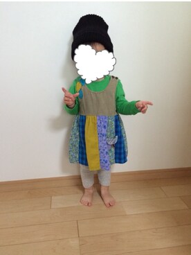 「RAGMART（ラグマート）のアイテム（チュニック）」を使った、Misakiさん（キッズ・80cm）の秋コーディネート