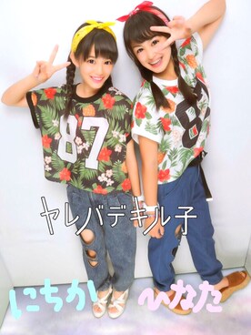 「SPINNS（スピンズ）のアイテム（Tシャツ/カットソー、ホワイト系）」を使った、Hinataさん（レディース・160cm）の秋コーディネート