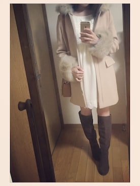 「おとなしめ」｜「アイテム（ワンピース/ドレス）」を使った、Yoshie Fujiuさん（レディース・155cm）の冬コーディネート