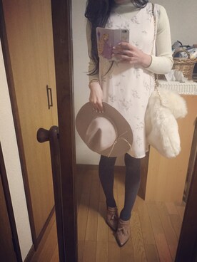 「MERCURYDUO（マーキュリーデュオ）のアイテム（ブーティ）」を使った、Yoshie Fujiuさん（レディース・155cm）の冬コーディネート