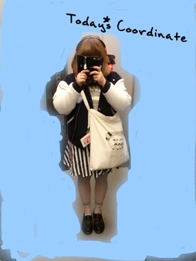 「jouetie（ジュエティ）のアイテム（スタジャン）」を使った、みおさん（レディース・155cm）の冬コーディネート