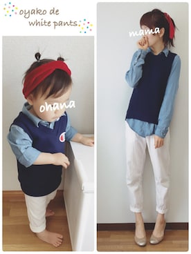 「ホワイトパンツ祭り」｜✻ohana✻さん（キッズ・80cm）の春コーディネート