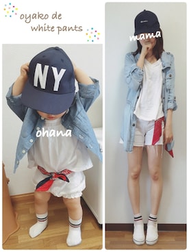 「RAGEBLUE（レイジブルー）のアイテム（帽子）」を使った、✻ohana✻さん（キッズ・80cm）の春コーディネート