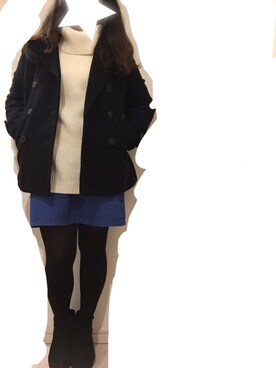 「RETRO GIRL（レトロガール）のアイテム（ピーコート）」を使った、Yuriさん（レディース・158cm）の冬コーディネート