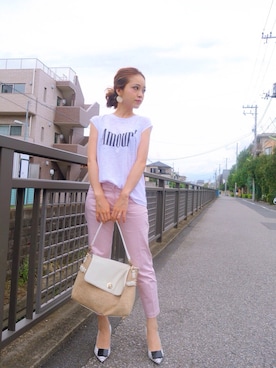 「Acne Studios（アクネストゥディオズ）のアイテム（パンプス）」を使った、春名亜美さん（レディース・159cm）の夏コーディネート