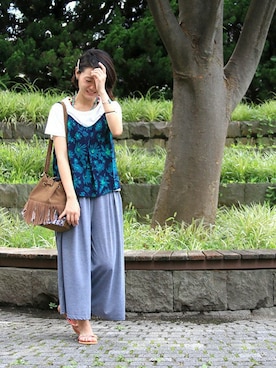「チチカカ」｜「アイテム（キャミソール）」を使った、ZAKIさん（レディース・156cm）の夏コーディネート