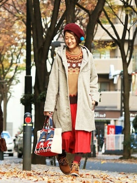 「フォークロア」｜「アイテム（ブルゾン）」を使った、ZAKIさん（レディース・156cm）の冬コーディネート