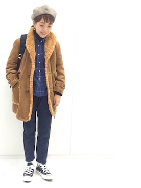 「Engineered Garments（エンジニアードガーメンツ）のアイテム（ジャケット/アウター）」を使った、seekaさん（レディース・157cm）の冬コーディネート