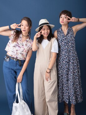 「アイテム（つなぎ/オールインワン、ベージュ系）」を使った、seekaさん（レディース・154cm）の夏コーディネート