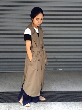 「SEVENDAYS=SUNDAY（セブンデイズサンデイ）のアイテム（ベスト）」を使った、seekaさん（レディース・154cm）の秋コーディネート