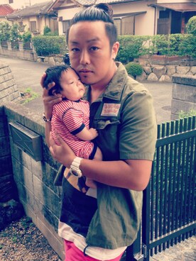 「WACKO MARIA（ワコマリア）のアイテム（シャツ/ブラウス、グリーン系）」を使った、coffeemilk.gucciさん（メンズ・171cm）の秋コーディネート