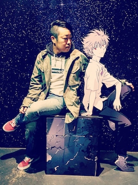 「WTAPS（ダブルタップス）のアイテム（ミリタリージャケット、グリーン系）」を使った、coffeemilk.gucciさん（メンズ・171cm）の秋コーディネート