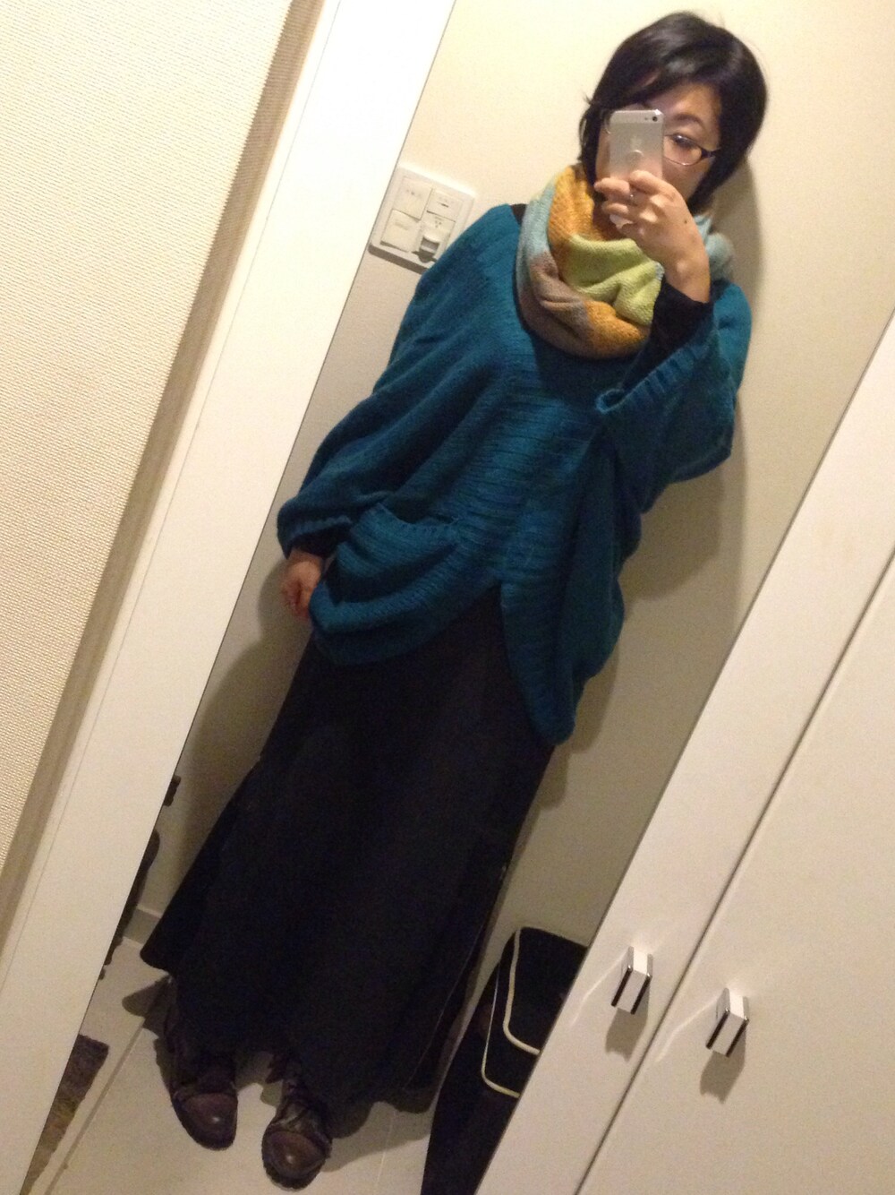 「cawaiiのアイテム（ニット/セーター、グリーン系）」を使った、MIOさん（レディース・158cm）の秋コーディネートの1枚目の写真