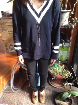 「no brand（ノーブランド）のアイテム（ニット/セーター、その他）」を使った、みこさん（レディース・149cm）の秋コーディネート