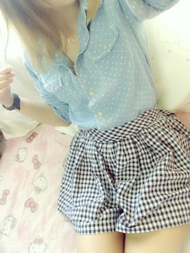 「キュロット」｜「アイテム（アナログ腕時計）」を使った、つきさん（レディース・163cm）の夏コーディネート