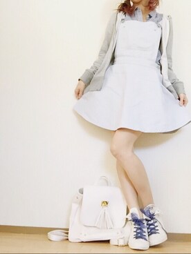 「jouetie（ジュエティ）のアイテム（つなぎ/オールインワン）」を使った、haruさん（レディース・156cm）の冬コーディネート