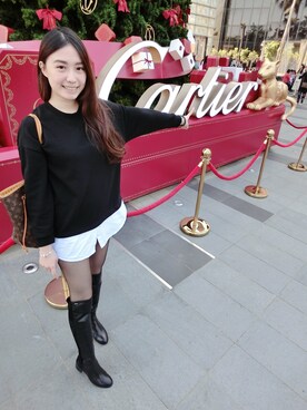 「Cartier」｜「アイテム（ワンピース/ドレス）」を使った、Milk Wangさん（レディース・165cm）の冬コーディネート