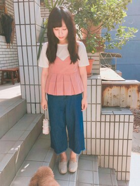 「コーディネート」｜「アイテム（モカシン/デッキシューズ）」を使った、メイさん（レディース・156cm）の秋コーディネート