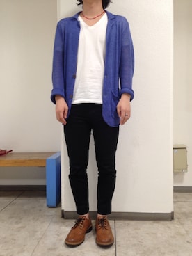 「L.H.P（エルエイチピー）のアイテム（カーディガン/ボレロ）」を使った、RINさん（メンズ・165cm）の春コーディネート
