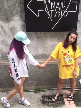 「pokemon」｜「アイテム（ダウンジャケット/コート）」を使った、JoannLeeさん（レディース・163cm）の夏コーディネート