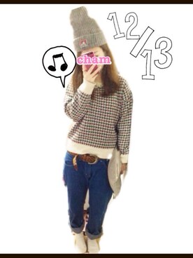 「アイテム（クラッチバッグ、グレー系）」を使った、ちゃむ☺︎さん（レディース・156cm）の冬コーディネート