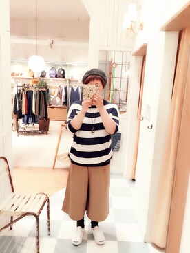 「e.r.g*（イーアールジー）のアイテム（帽子）」を使った、takkaさん（レディース・166cm）の秋コーディネート