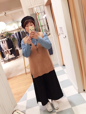 「e.r.g*（イーアールジー）のアイテム（帽子）」を使った、takkaさん（レディース・166cm）の秋コーディネート