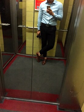 「ZARA（ザラ）のアイテム（シューズ、ブラウン系）」を使った、孙振さん（メンズ・181cm）の夏コーディネート