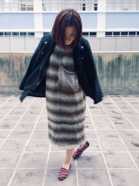 「MONKI（モンキ）のアイテム（ライダースジャケット）」を使った、Kammyさん（レディース・162cm）の冬コーディネート