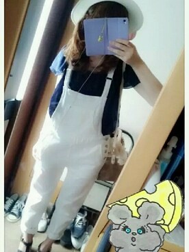 「PROPORTION BODY DRESSING（プロポーションボディドレッシング）のアイテム（オールインワン・サロペット）」を使った、8nanaさん（レディース・155cm）の夏コーディネート