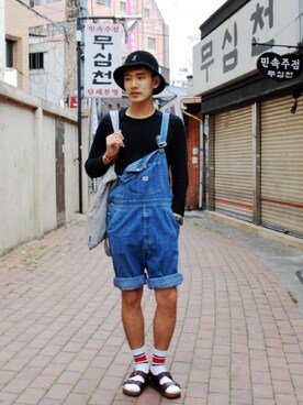 「KANGOL（カンゴール）のアイテム（バッグ）」を使った、KANGOLKOREAさん（メンズ・170cm）の夏コーディネート