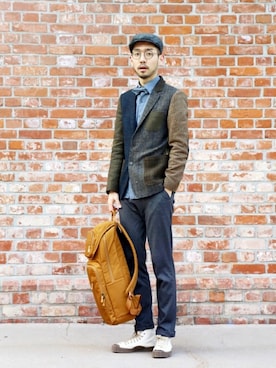 「KANGOL（カンゴール）のアイテム（バッグ）」を使った、KANGOLKOREAさん（メンズ・173cm）の夏コーディネート