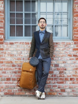 「KANGOL（カンゴール）のアイテム（バッグ）」を使った、KANGOLKOREAさん（メンズ・173cm）の夏コーディネート