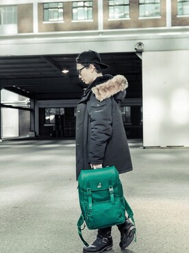 「KANGOL（カンゴール）のアイテム（バッグ）」を使った、KANGOLKOREAさん（メンズ・170cm）の夏コーディネート