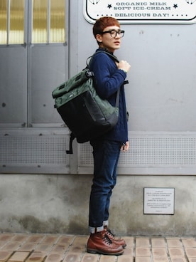 「KANGOL（カンゴール）のアイテム（バッグ）」を使った、KANGOLKOREAさん（メンズ・170cm）の夏コーディネート