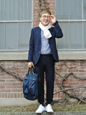 「KANGOL（カンゴール）のアイテム（バッグ）」を使った、KANGOLKOREAさん（メンズ・170cm）の夏コーディネート