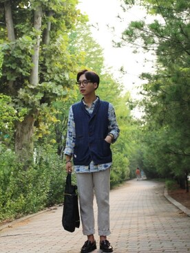 「KANGOL（カンゴール）のアイテム（バッグ）」を使った、KANGOLKOREAさん（メンズ・170cm）の夏コーディネート